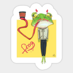 Tired Frog Graffiti Sticker